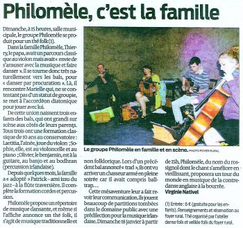 Article Philomèle Sud Ouest janvier 2015